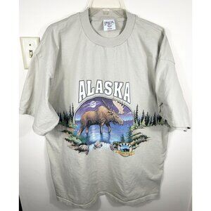 VTG ALASKA Moose T Shirt Men's XXL 90s Wildlife Nature Graphic Tee‎ SANSEGAL